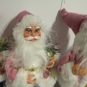 Pink Velvet Santa Holiday Ornament - Festive Home Decor lot of 4